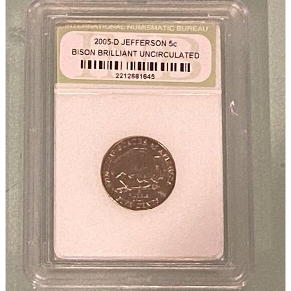 2005-D Jefferson Nickel Bison Brilliant Uncirculated 5c Coin In Protective Case - Picture 1 of 4